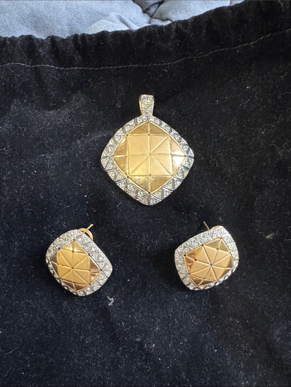 Gold & Silver Geometric Starburst Pendant, ring and Earrings Set